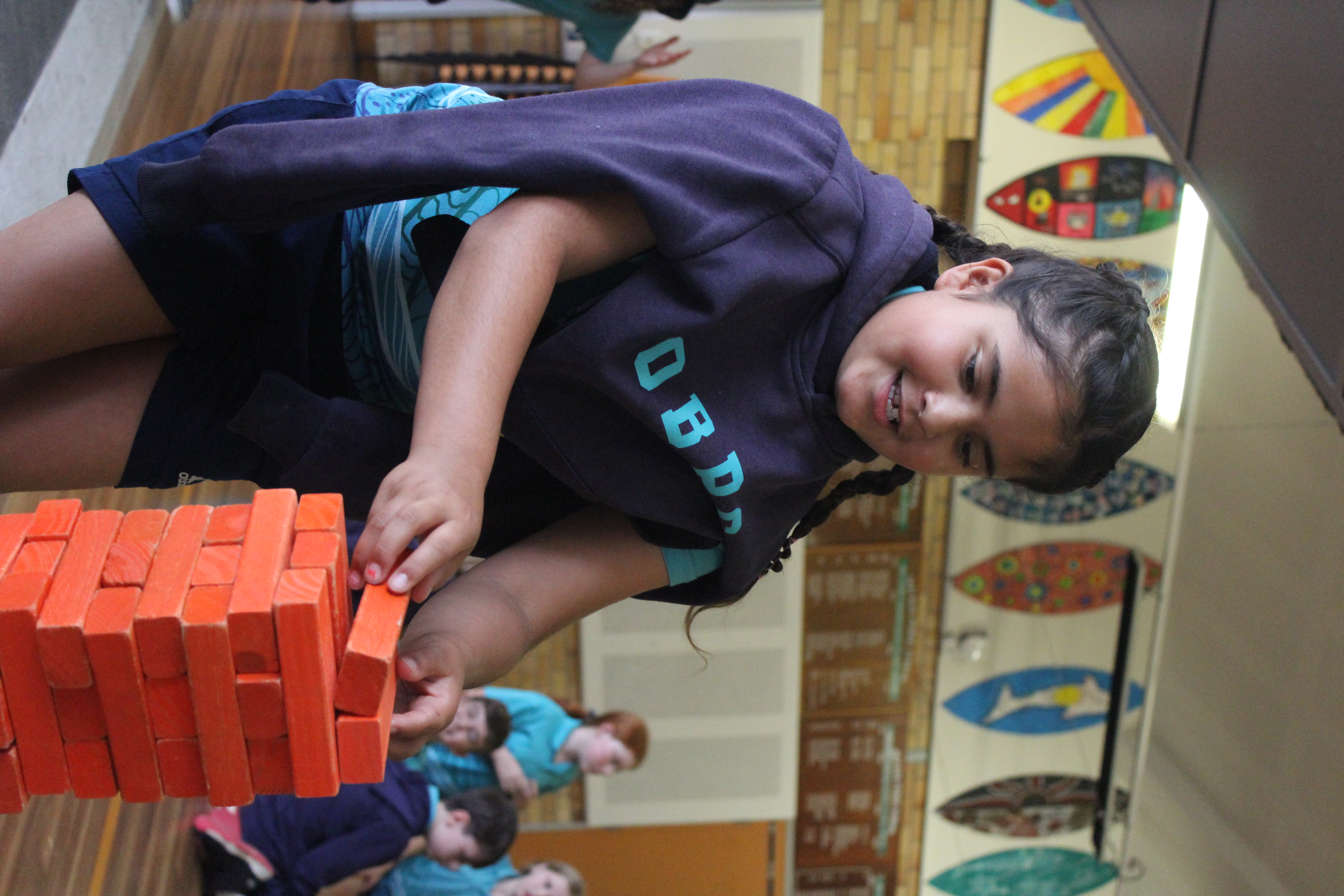 Stage 2 student playing with blocks